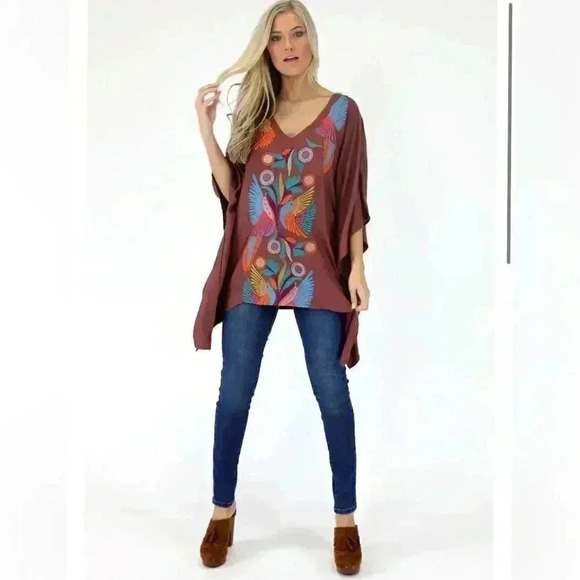 Judith March METALLIC BOHO BIRD TUNIC Like New - Picture 7 of 7